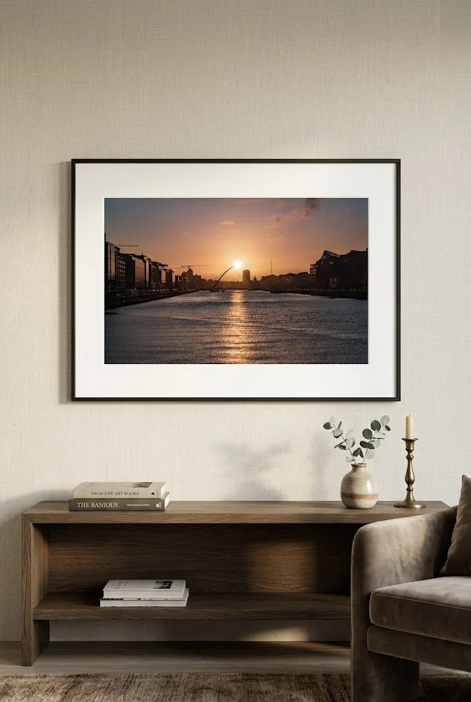 Samuel Beckett Bridge Dublin framed print displayed on wall