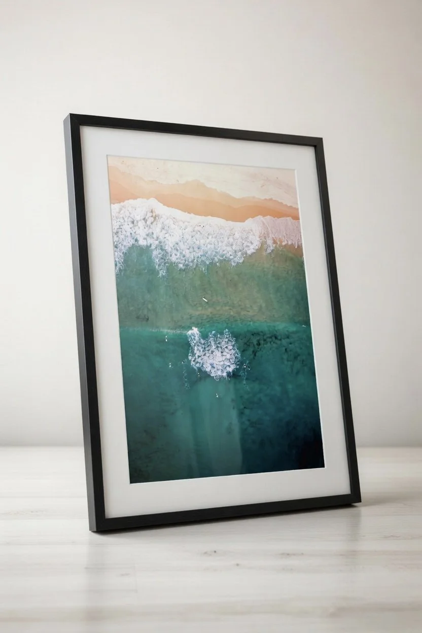 Aerial view of waves breaking at Bondi Beach, Sydney