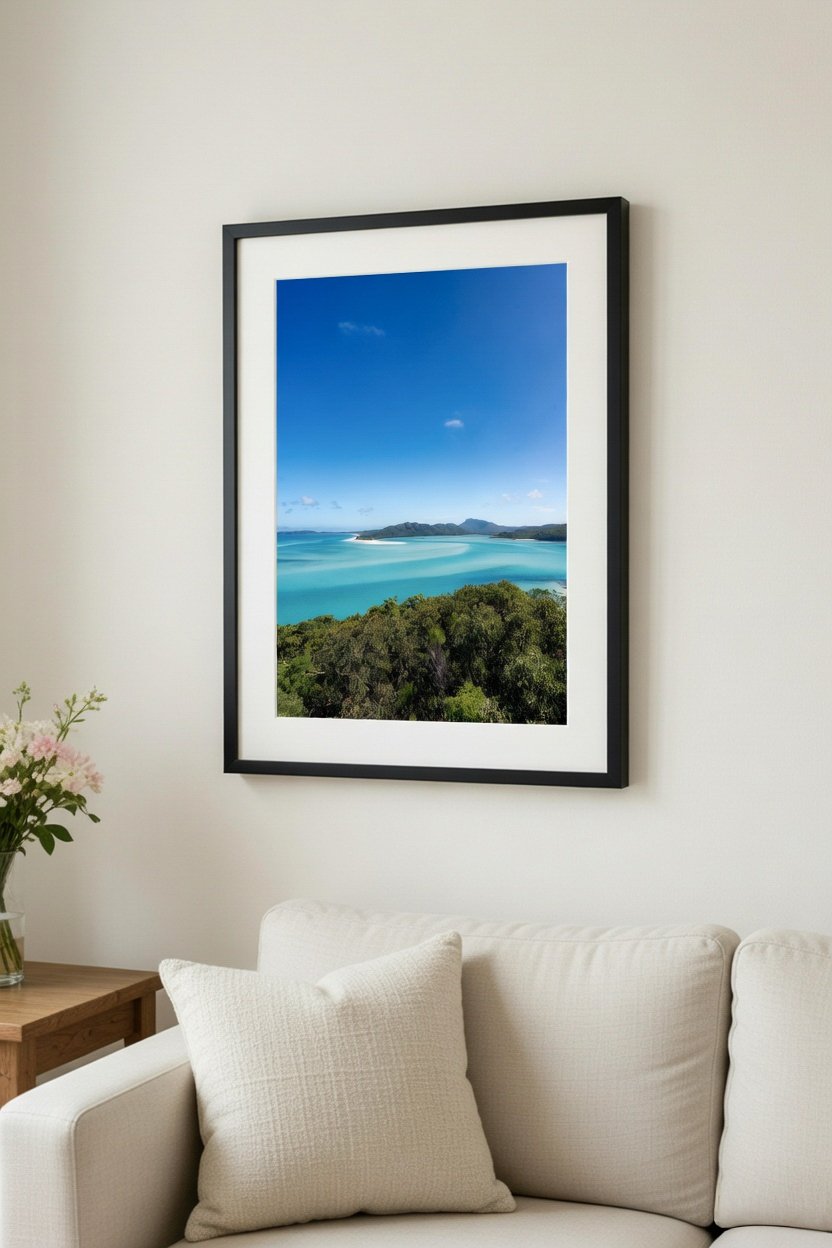 erial view of Whitehaven Beach, Whitsundays, Queensland — framed fine art print