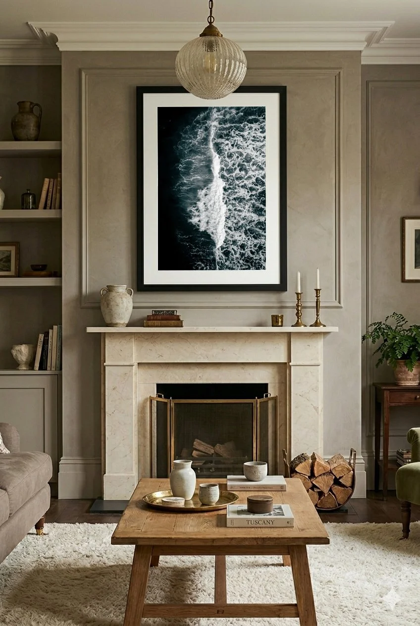 Aerial drone photo of a wave crashing on the Wild Atlantic Way, County Clare, Ireland — framed print