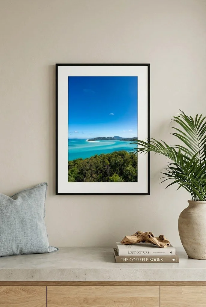 erial view of Whitehaven Beach, Whitsundays, Queensland — framed fine art print