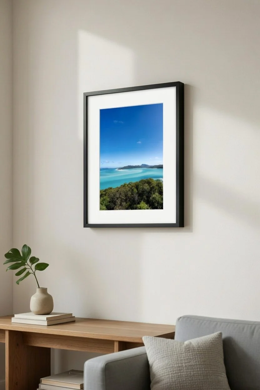 erial view of Whitehaven Beach, Whitsundays, Queensland — framed fine art print