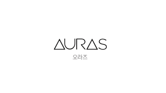 Text reading 'AURAS' with Korean characters beneath on a black background.