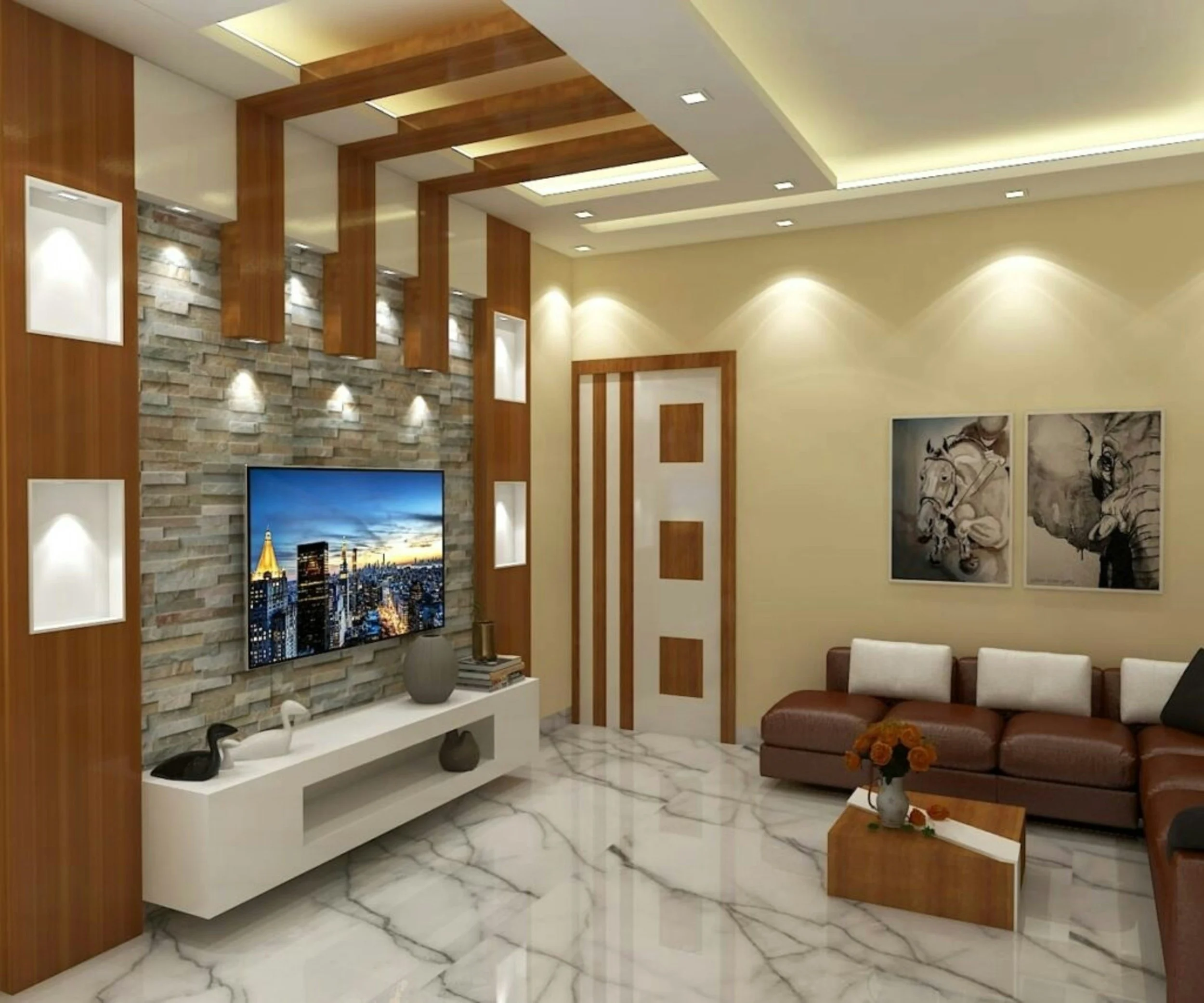 Best False Ceiling Designs in Khammam with stylish lighting and premium finishes
