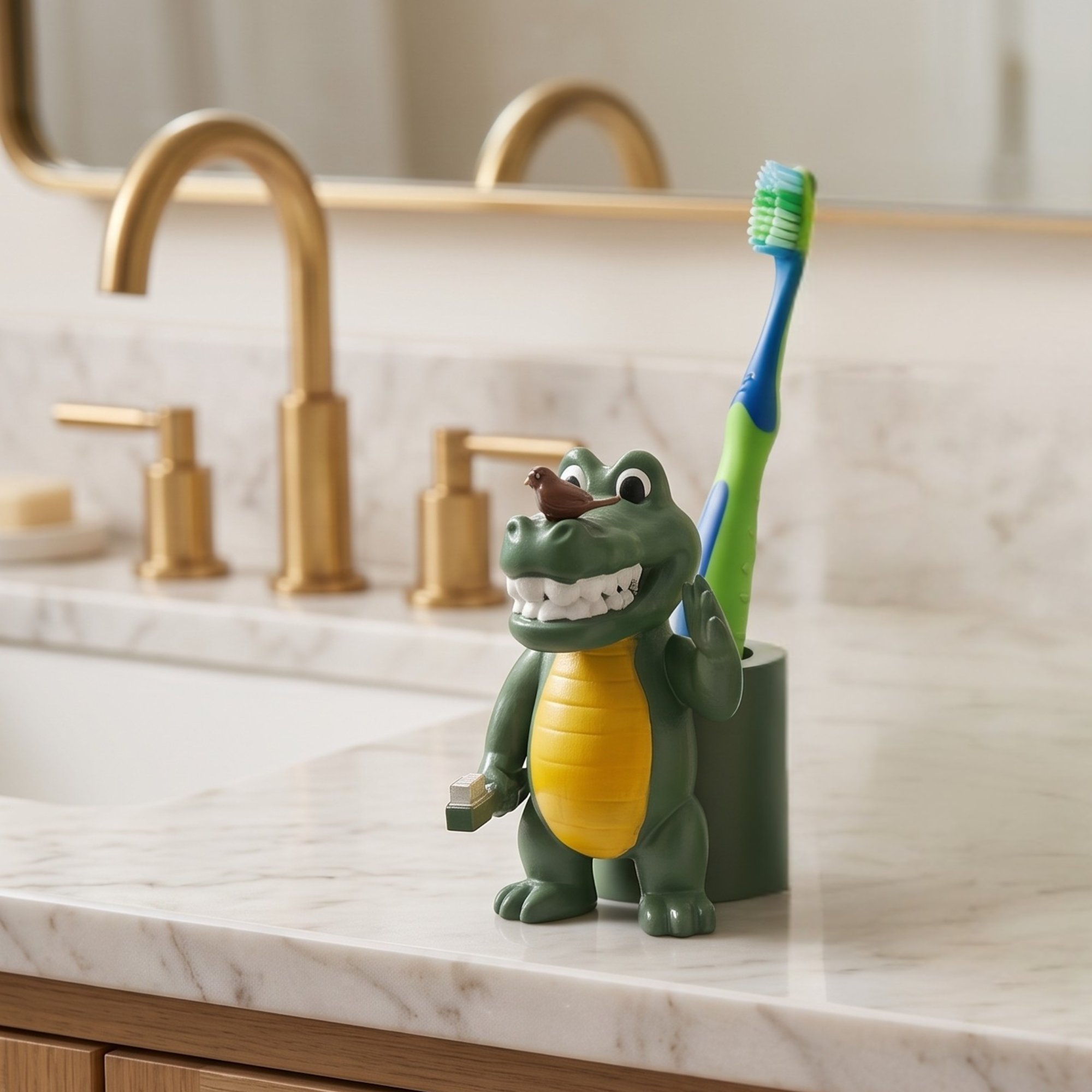 Patent-pending kids toothbrush holder and behavioral book bundle
