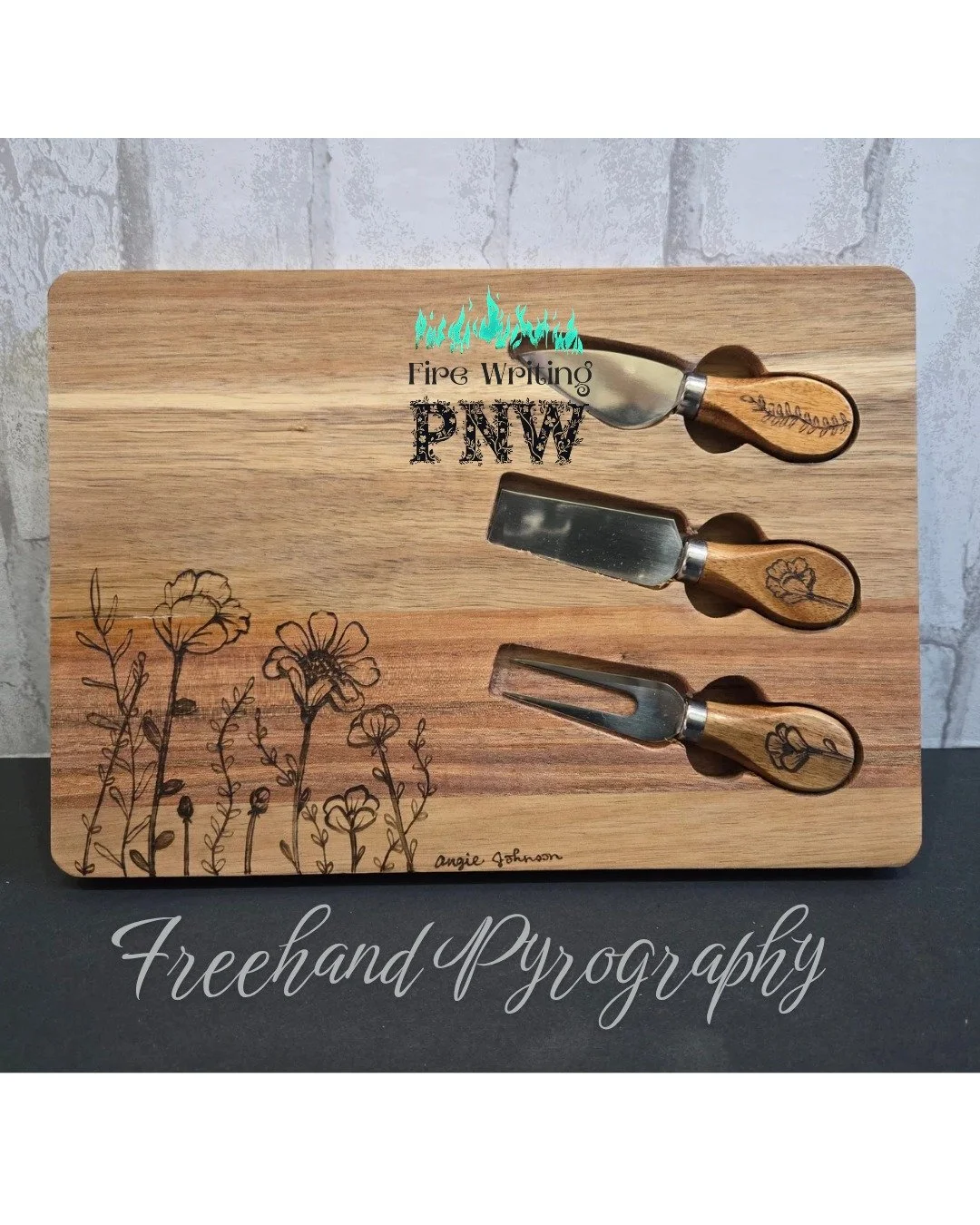 Charcuterie/Cutting Board 4 Piece Set with Freehand Pyrography