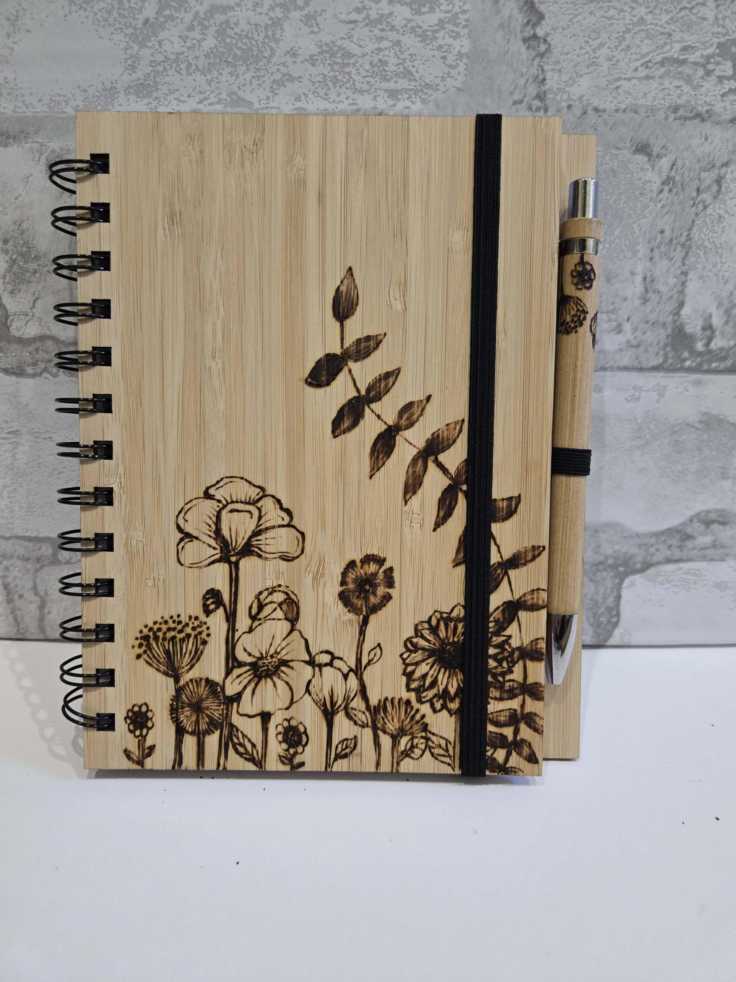 Bamboo Notebooks with Freehand Pyrography
