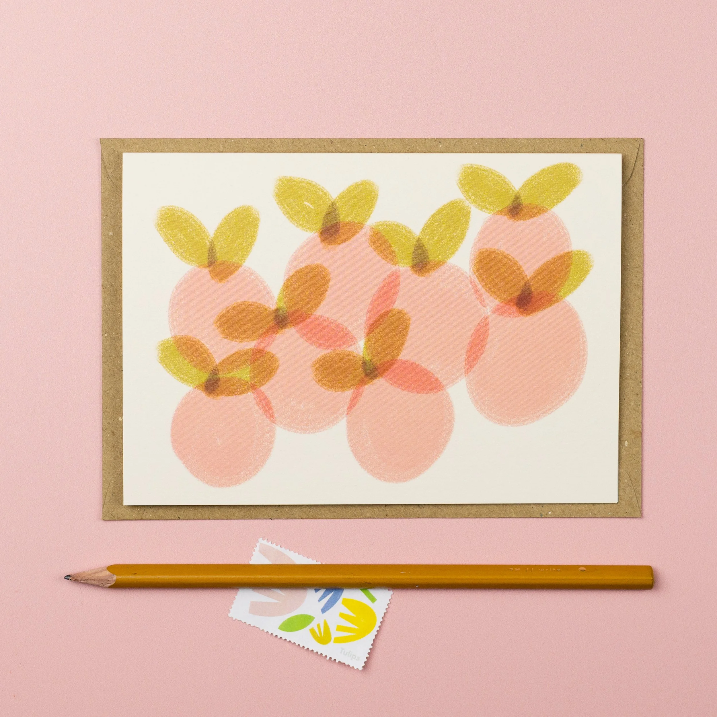 Pink Oranges Greeting Card