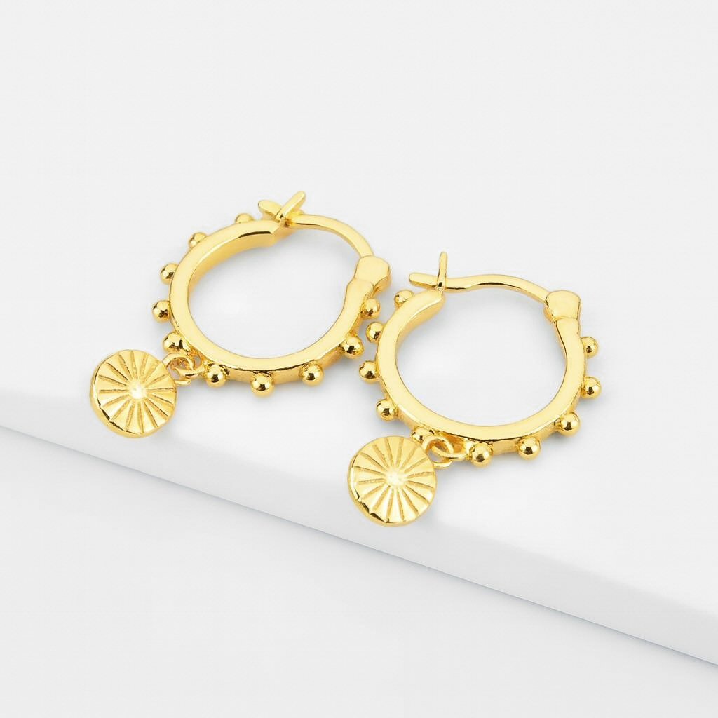 Sun Charm Hoop Earrings
