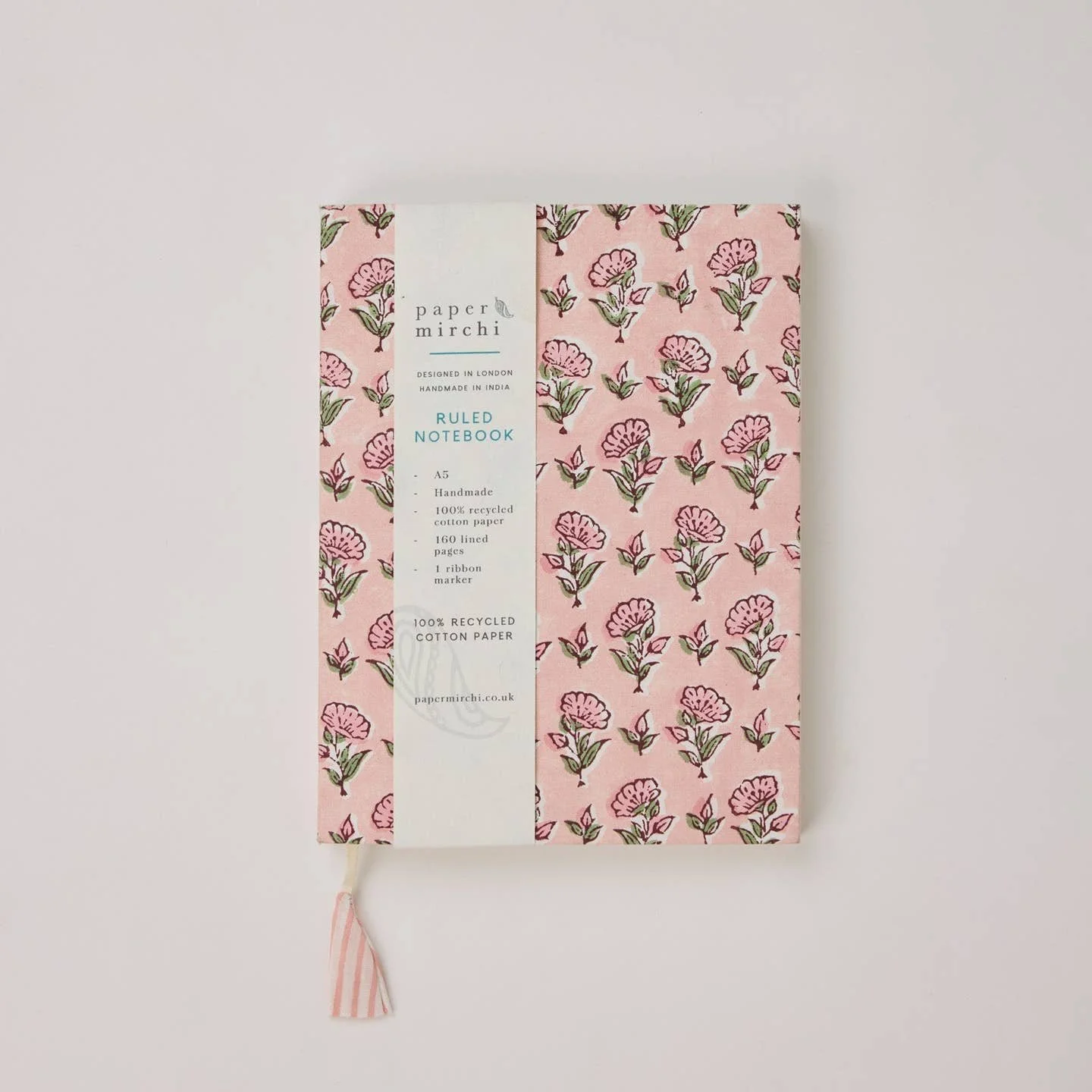 Block Printed Notebook - Floral Blush