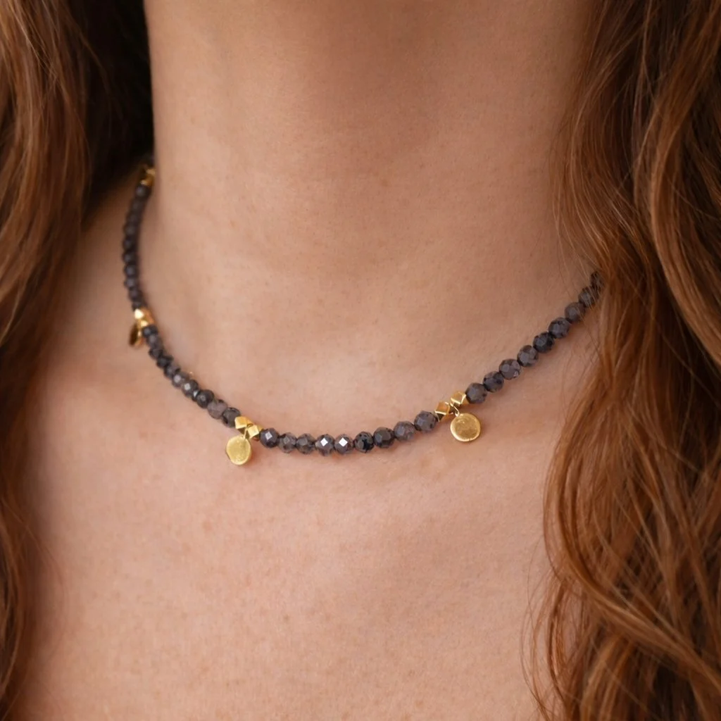 Iolite Coin Choker Necklace