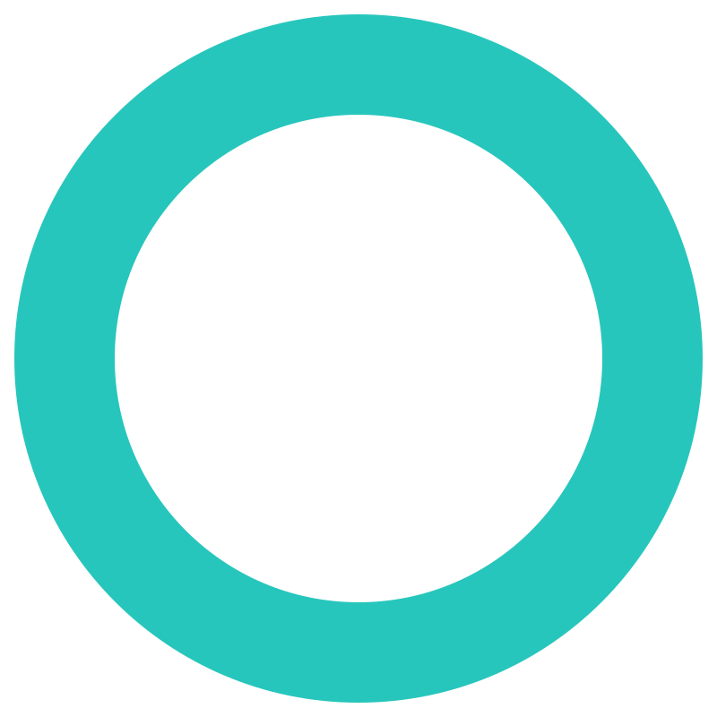 A teal-colored ring with a black center, resembling a minimalist circle design.