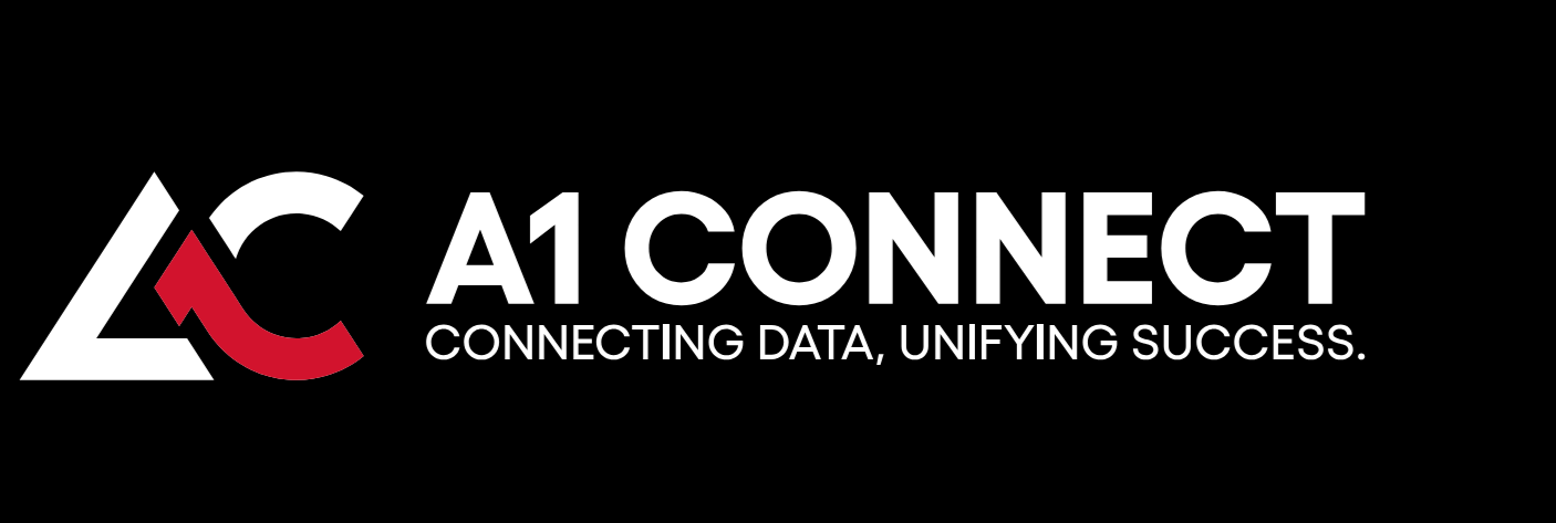 Logo of A1 Connect with stylized black, white, and red graphic and text 'A1 Connect - Connecting Data, Unifying Success'.