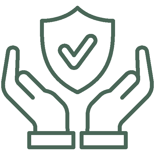 Hands holding shield icon representing protection and coverage through commercial insurance for business.