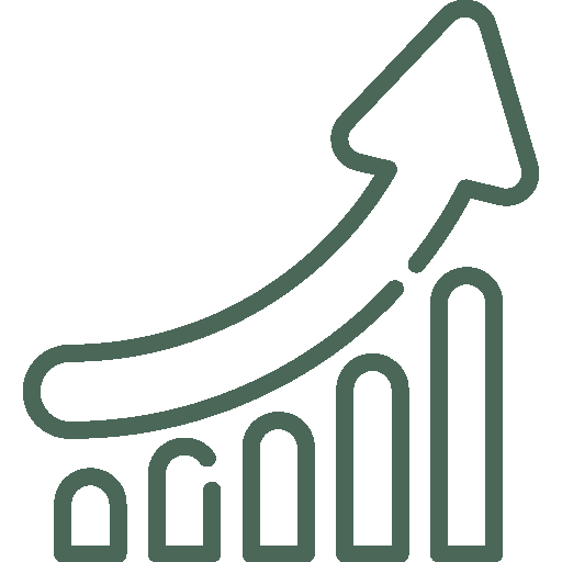 Upward growth chart icon representing business growth supported by commercial insurance for small business.