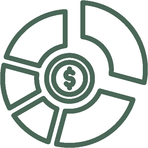 Circular analytics chart icon representing data insights and planning within commercial insurance brokerage services.