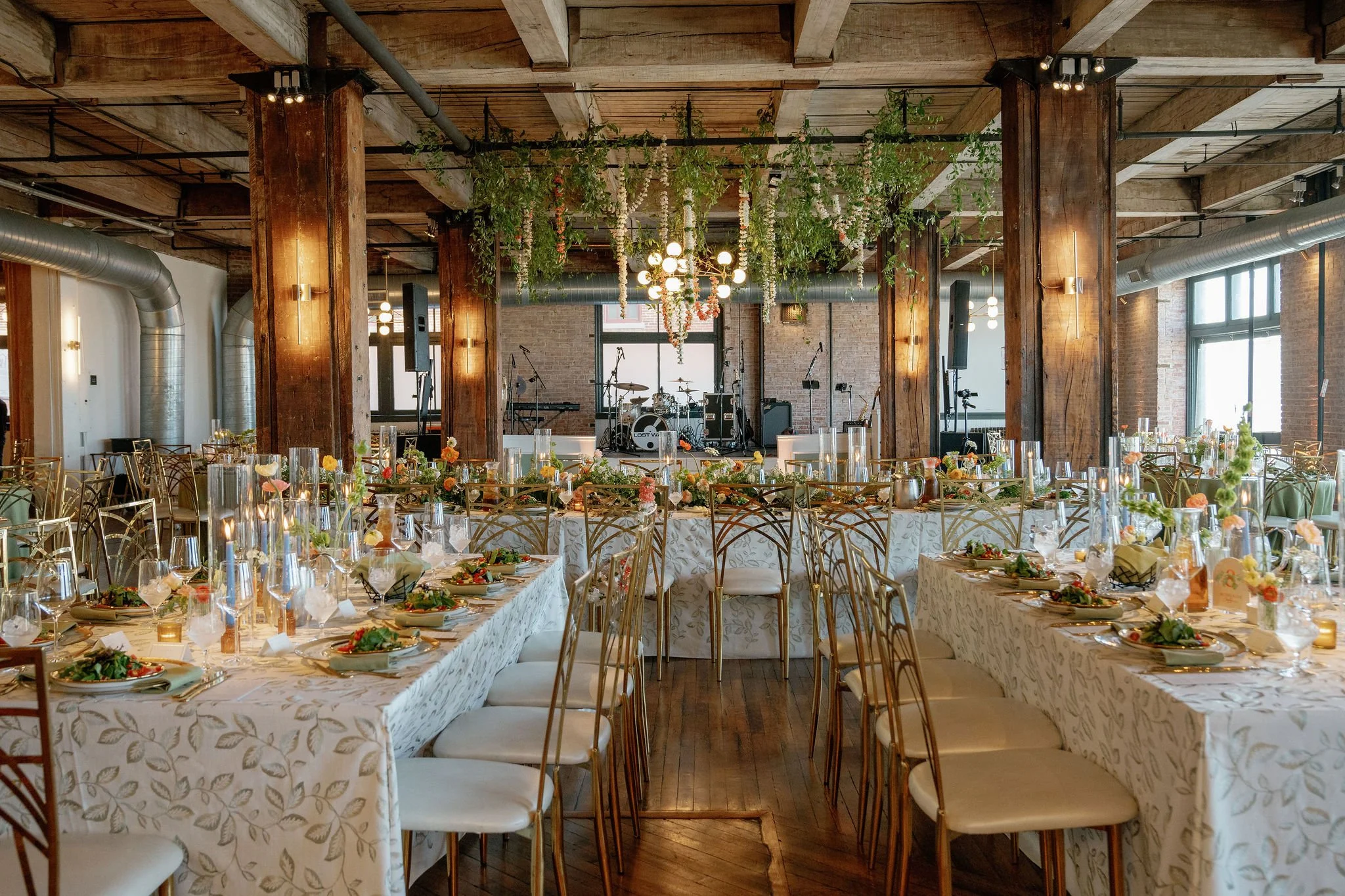 what a a 20k wedding floral budget really looks like the hobbs spring wedding chicago the cottage rose kansas city florist crossroads hanging greenery carnation garlands indian wedding reception