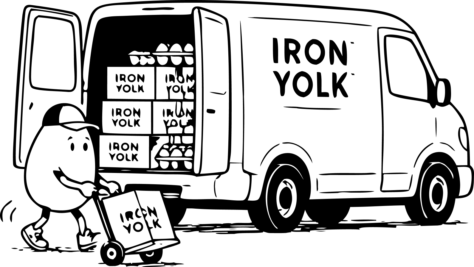 Black and white illustration of a person in a jail cell with a ladder, bars, and a chain.