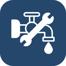 Icon of a plumbing wrench crossed with a faucet to symbolize plumbing repair.