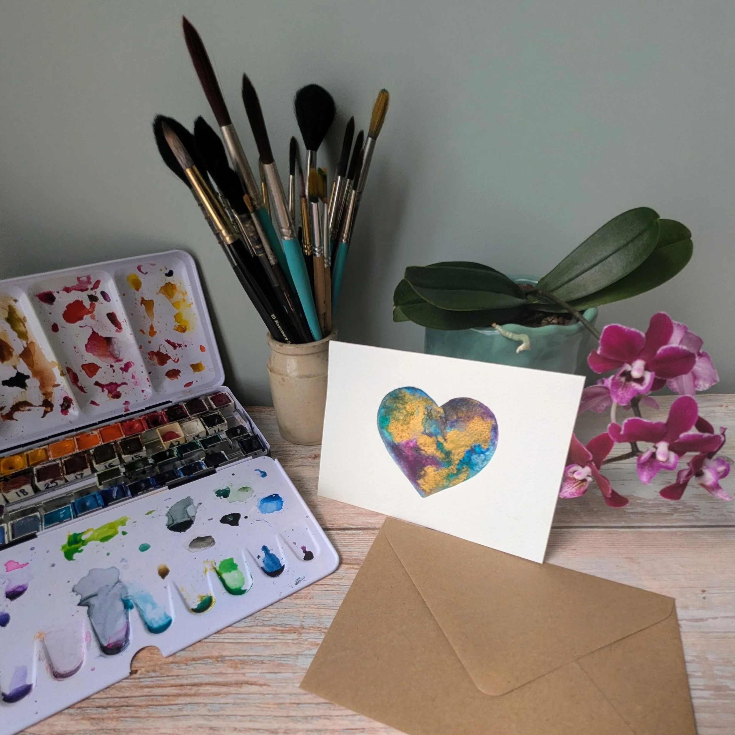 Handpainted texture heart card