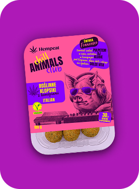 Hempeat roślinne klopsiki wegetariańskie. Opakowanie wysokobiałkowych klopsików z konopi z włoskii przyprawami.