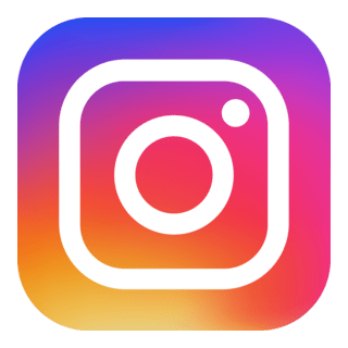 Instagram logo with a gradient background of purple, pink, yellow, and orange