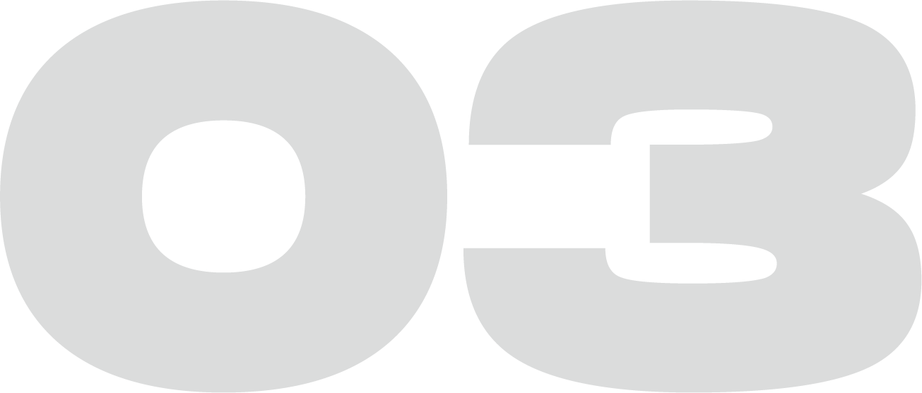 Close-up of the number 03, with the zeros and threes in light gray and the background in black.