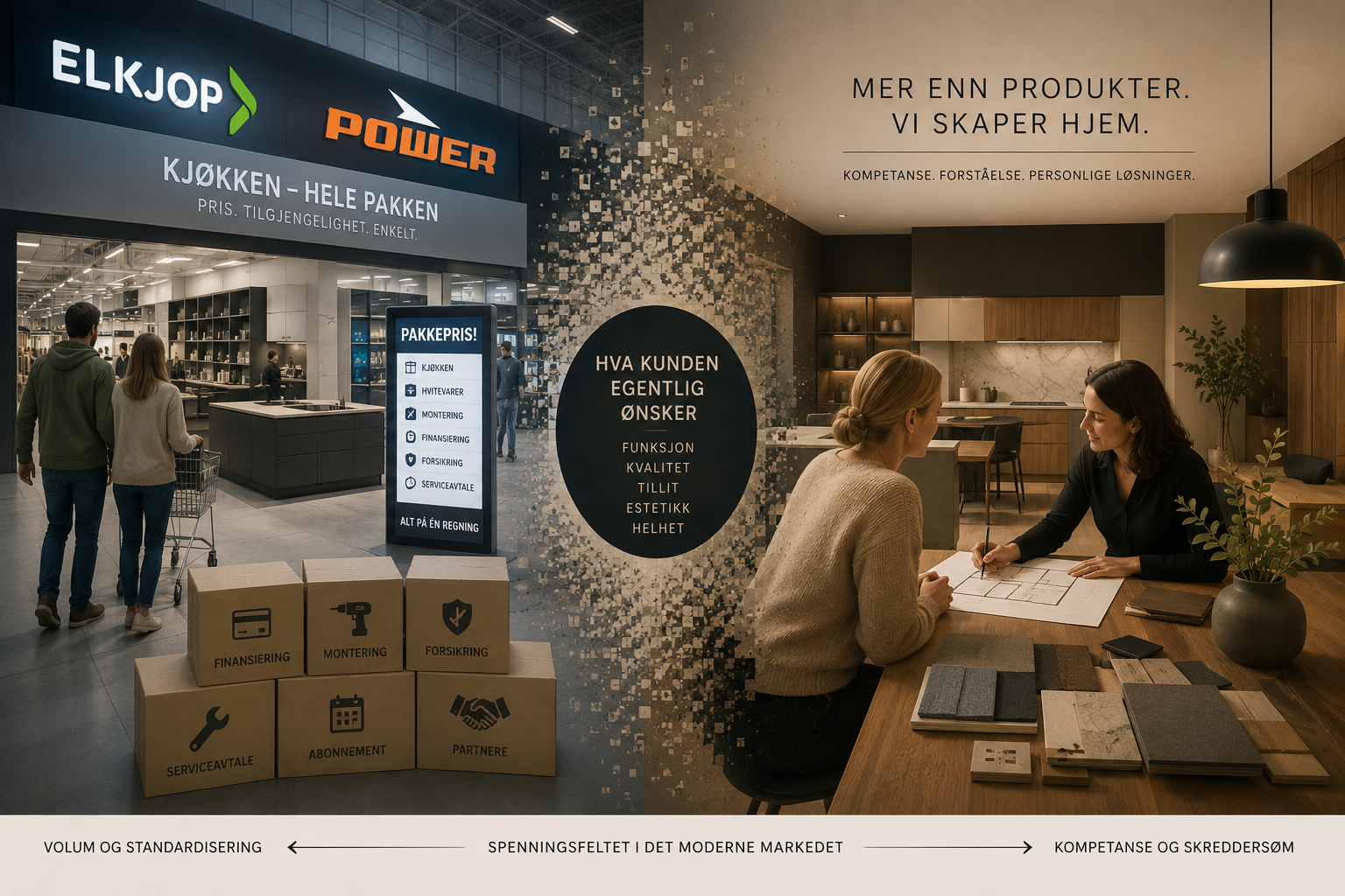 Kjedebutikk med pakkepriser kontra interiørdesigner som planlegger med kunden