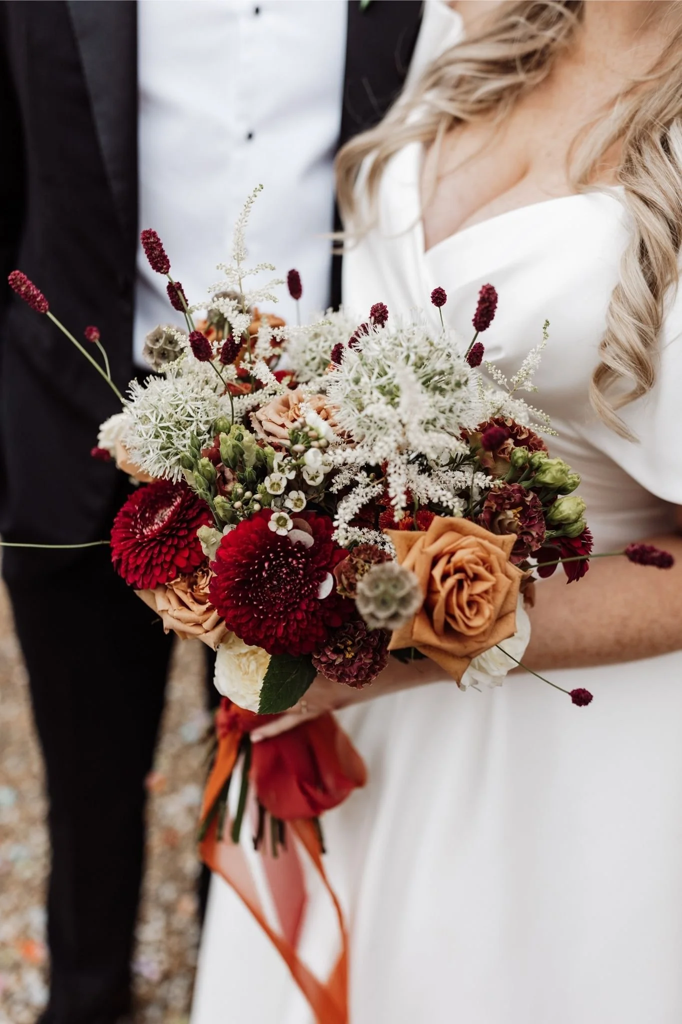 burgundy wedding flowers larkspur lodge bride
