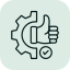 Ein Handzeichen mit Daumen hoch, dargestellt in einem grauen Icon