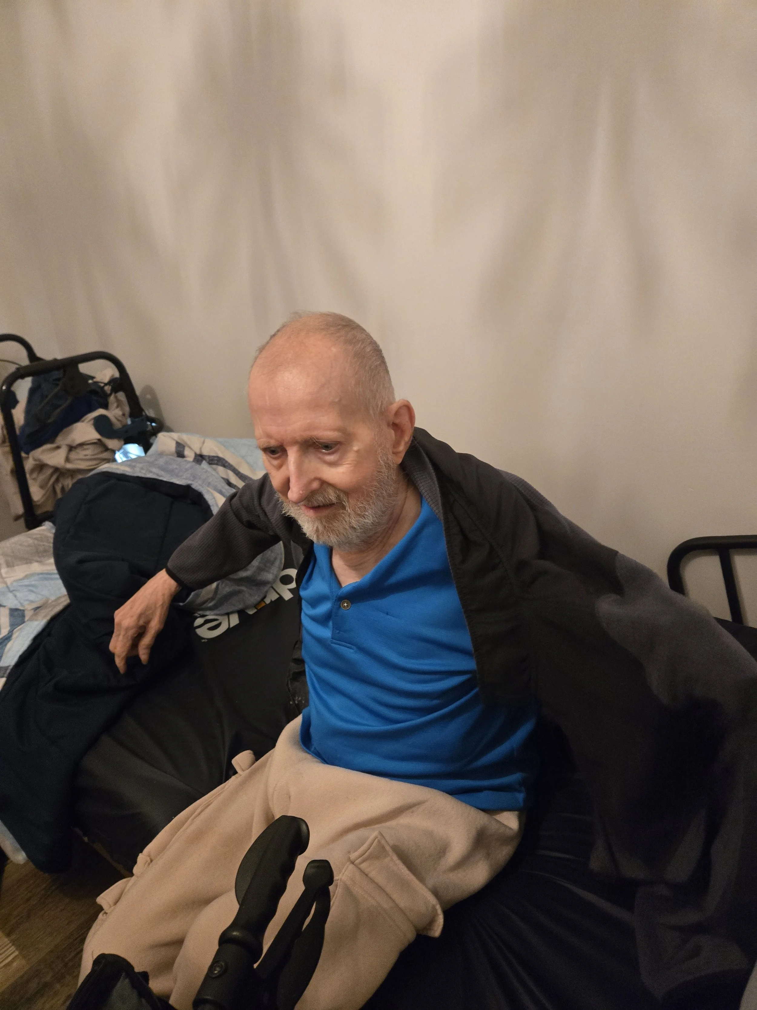 A man with a chronic health issue taking care of in an adult care facility in Indianapolis.