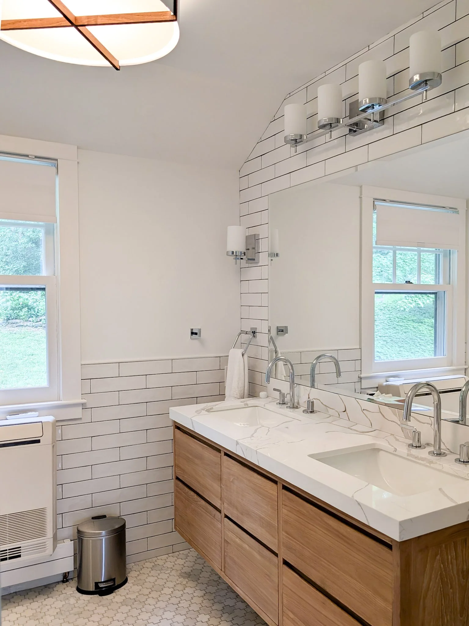 bathroom vanity with marble countertop