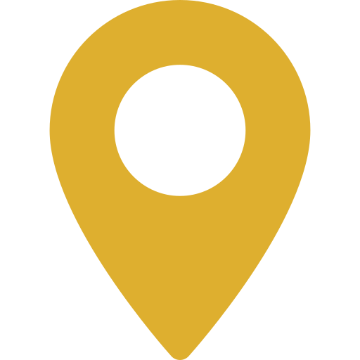 Ein gelber Standortpin auf schwarzem Hintergrund