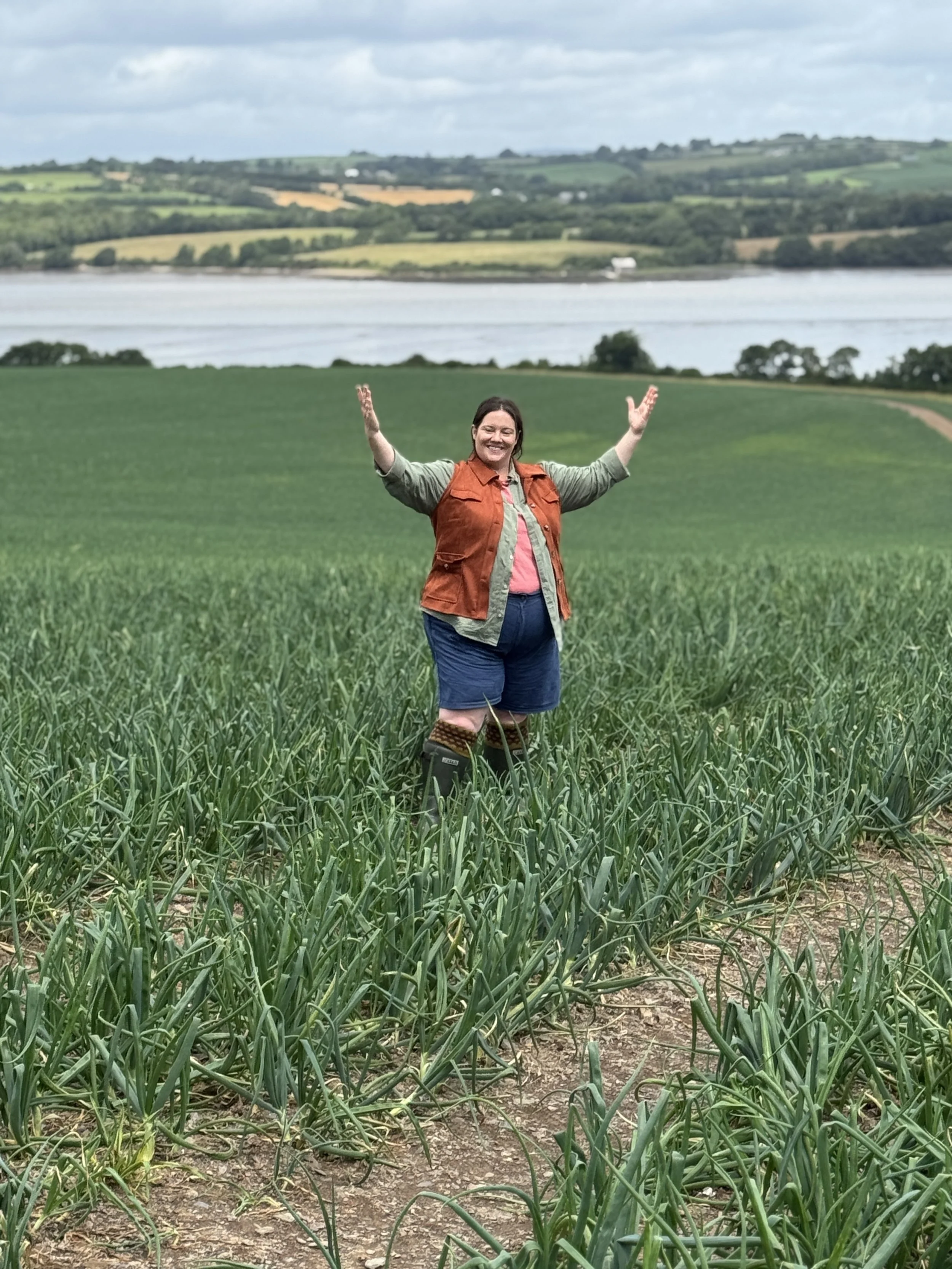 On set in a field with Ginsters