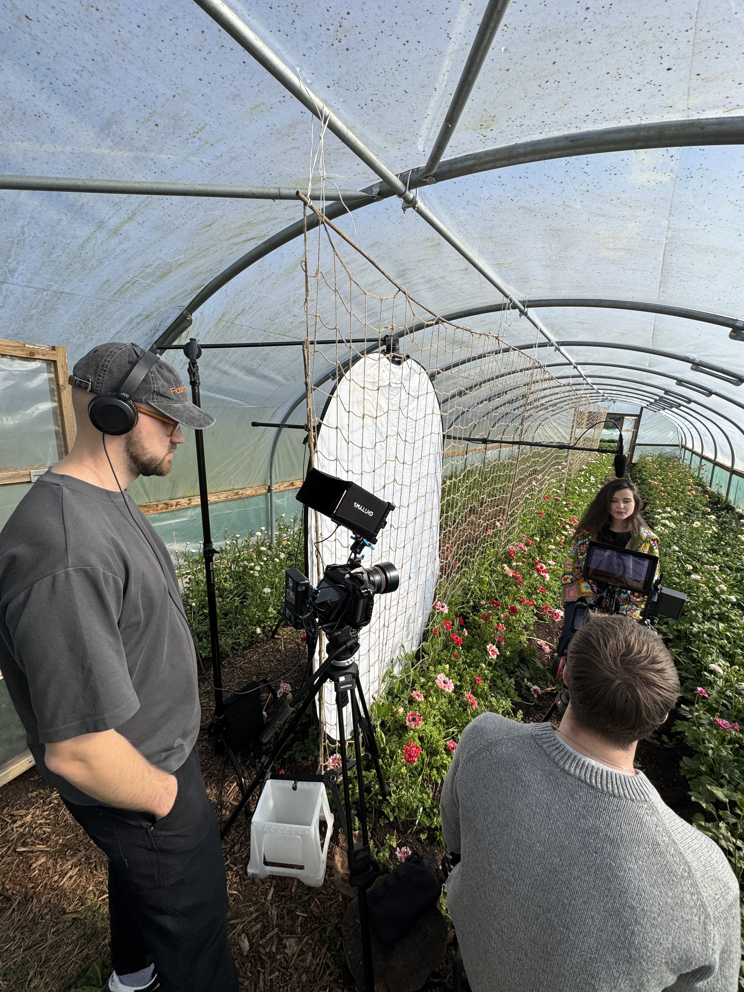 Dom Doring with Dan Atkins on set with Mazda