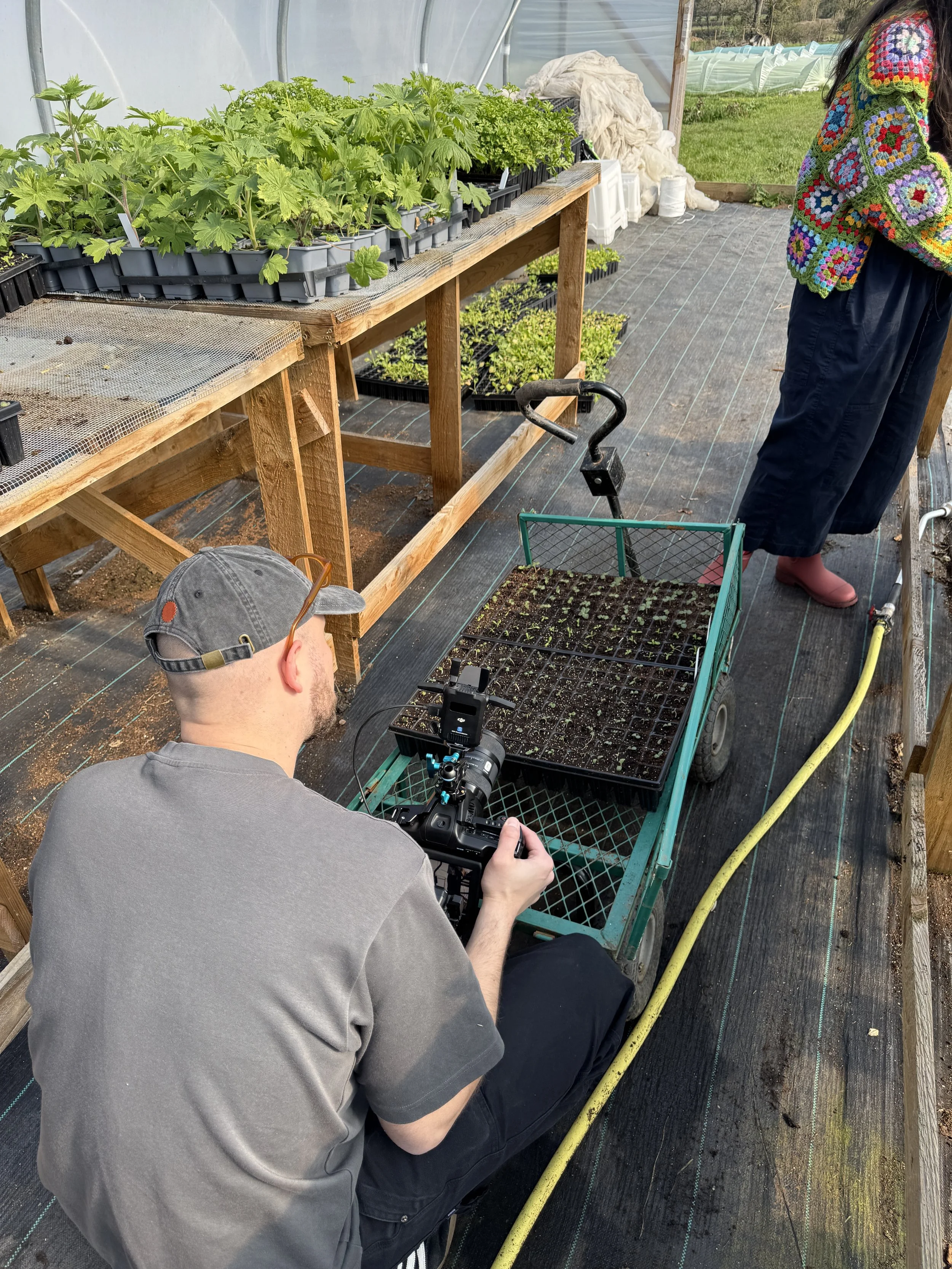 Dom Doring setting up a shot while on set for Mazda