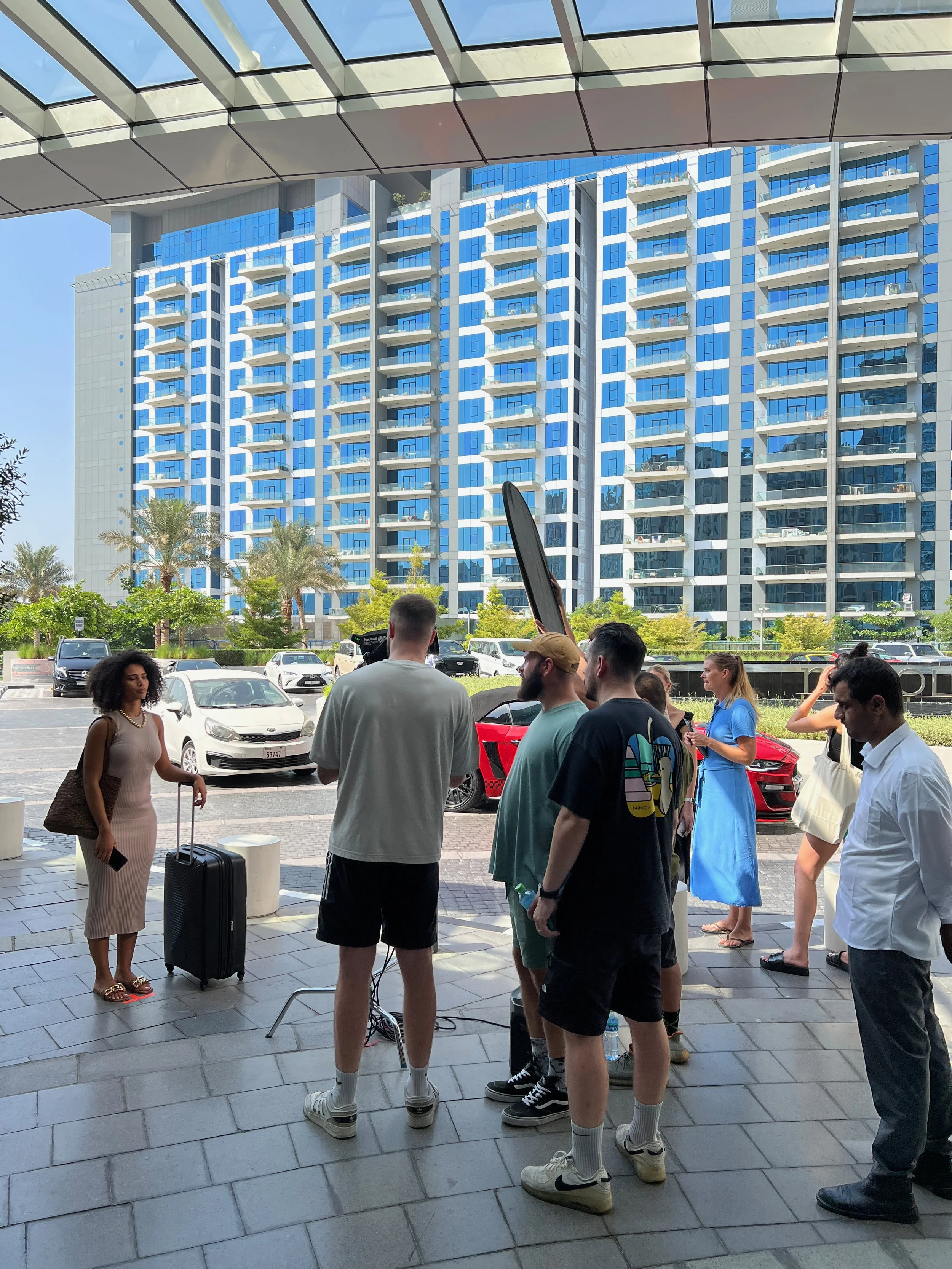 Dan Atkins and crew working on set for Travel Republic