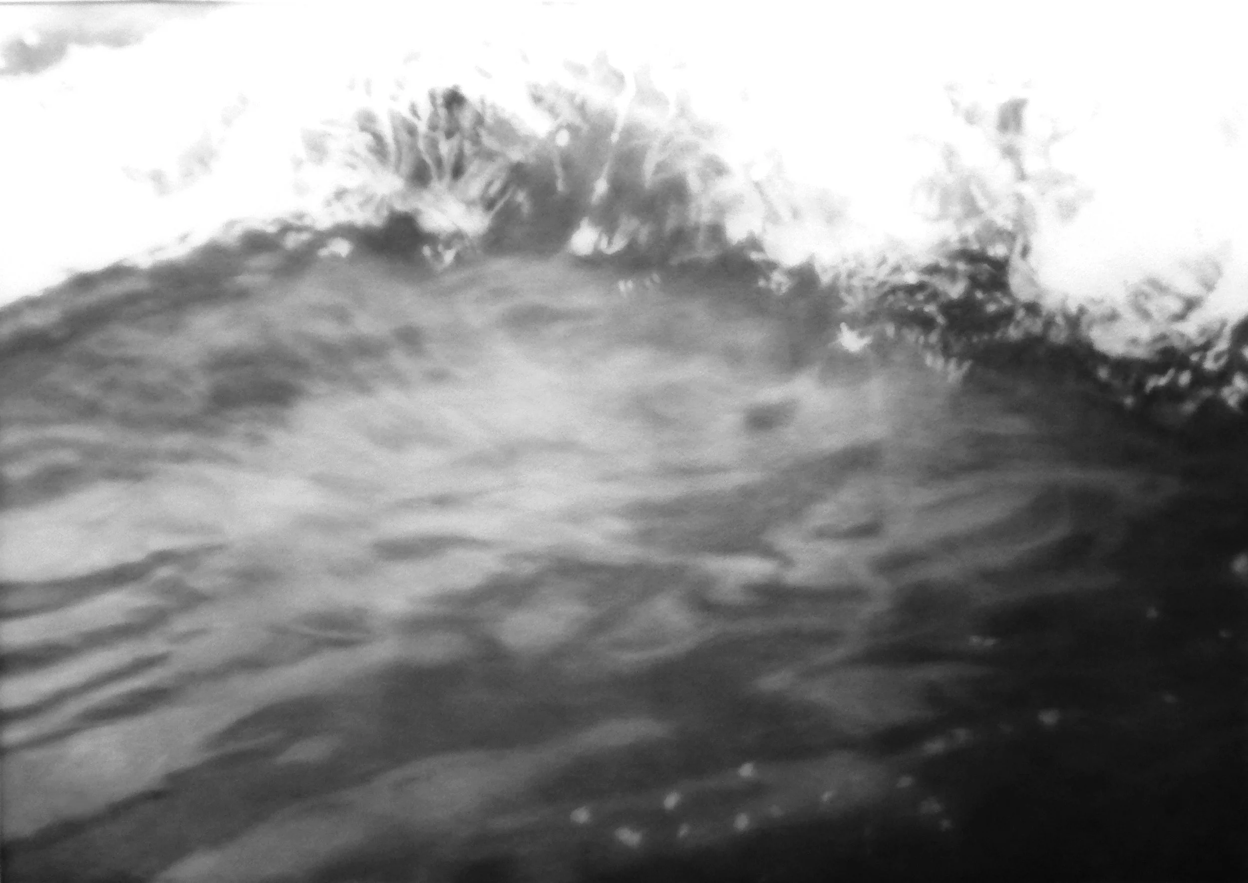Rolling Wave, 2009, black India ink painted onto sanded plexiglass, 33” x 47”