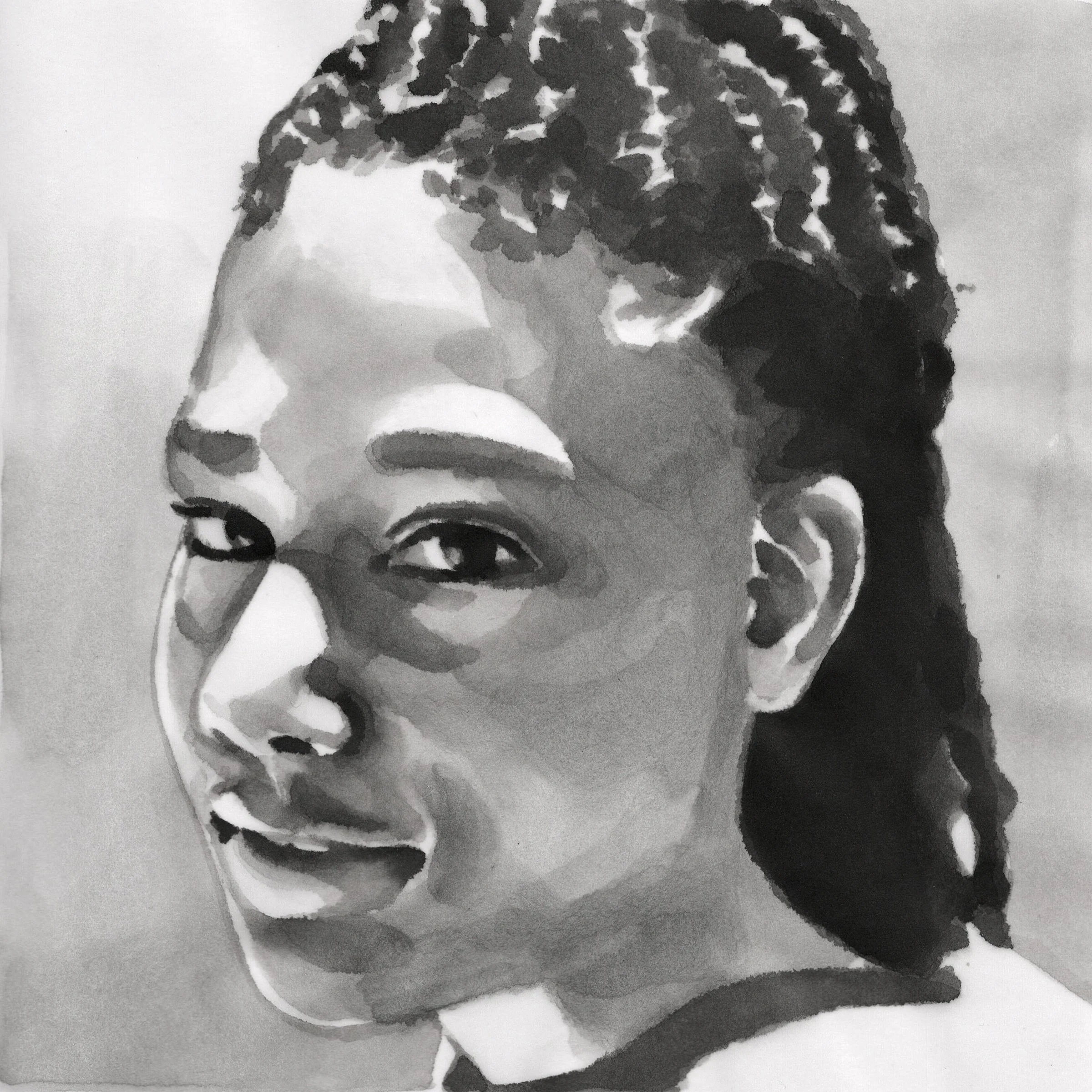Honestie Hodges, 14, 2000-2003, black India ink painted onto waxed rice paper, 8” x 8”