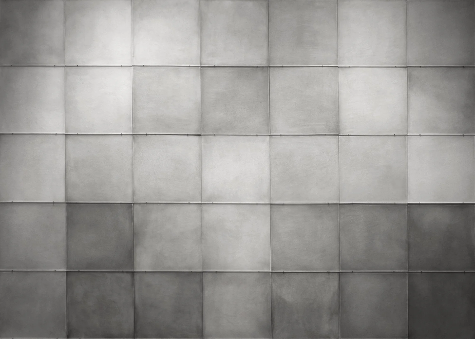 Light Rain, 2015, black India ink painted onto sanded plexiglass, 35 individual 12” square pieces, total dimension, 60” x 84”
