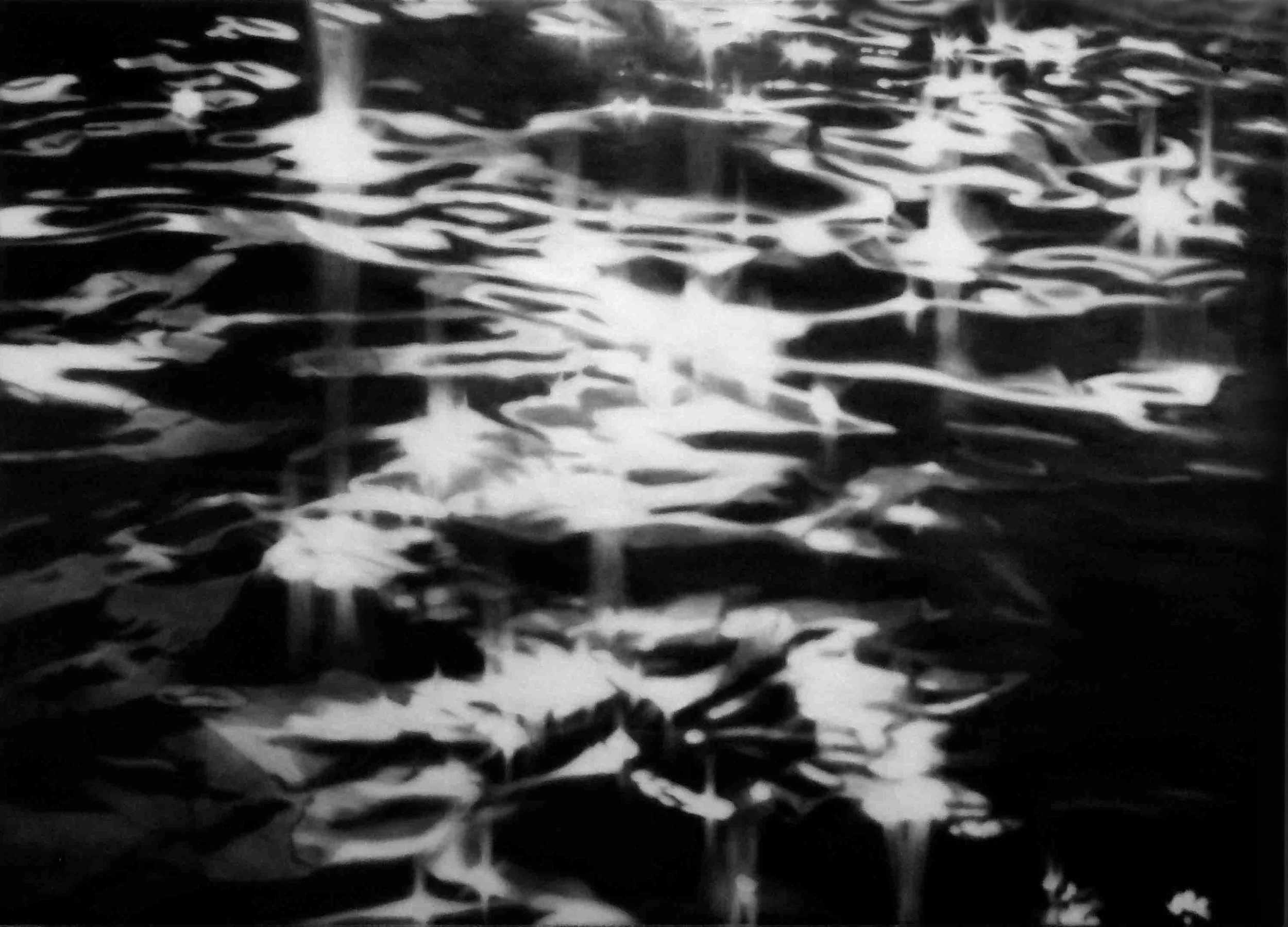Light Camouflage, 2008, black India ink painted onto sanded plexiglass, 43” x 60”
