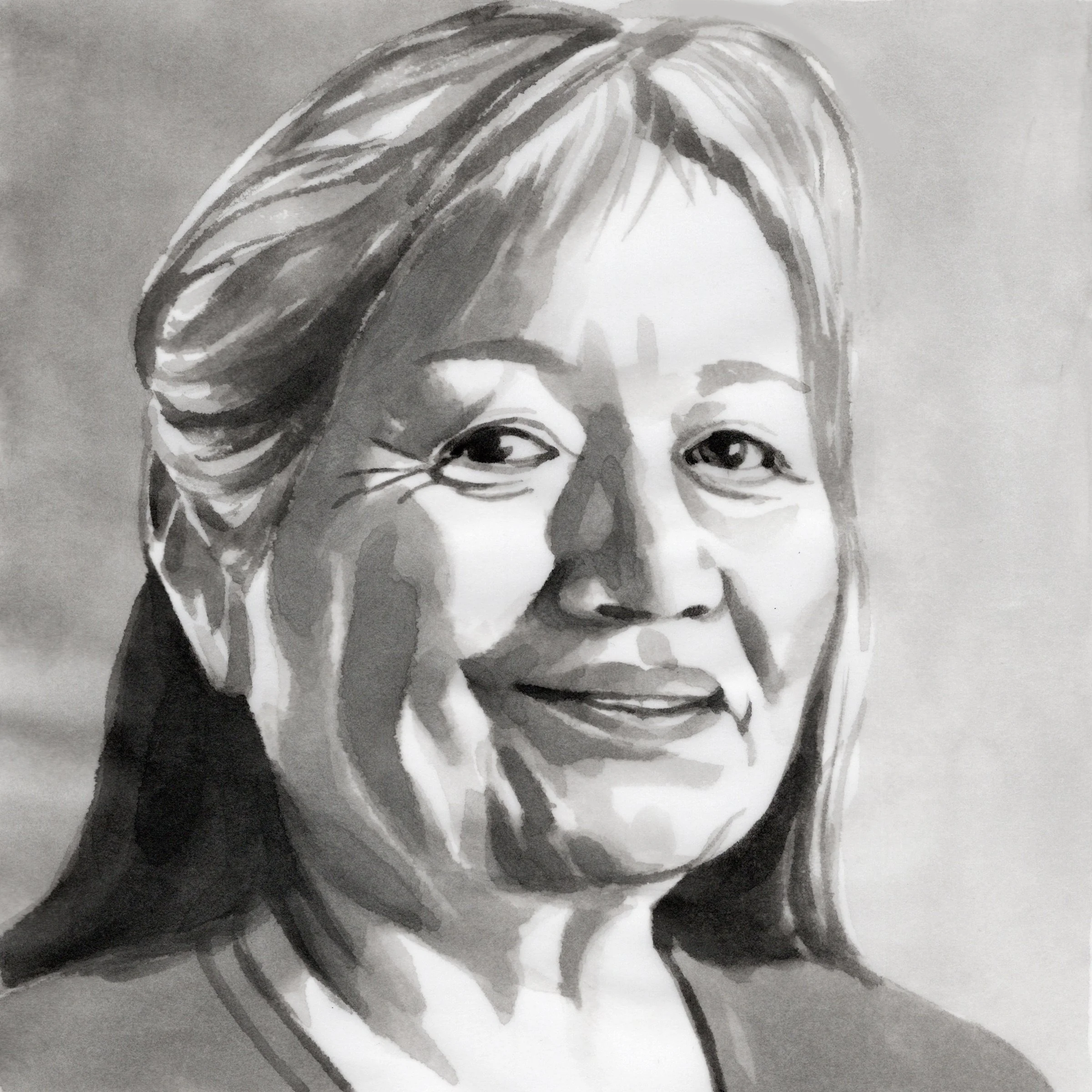 Christine Nofchissey McHorse, 72, 2000-2003, black India ink painted onto waxed rice paper, 8” x 8”