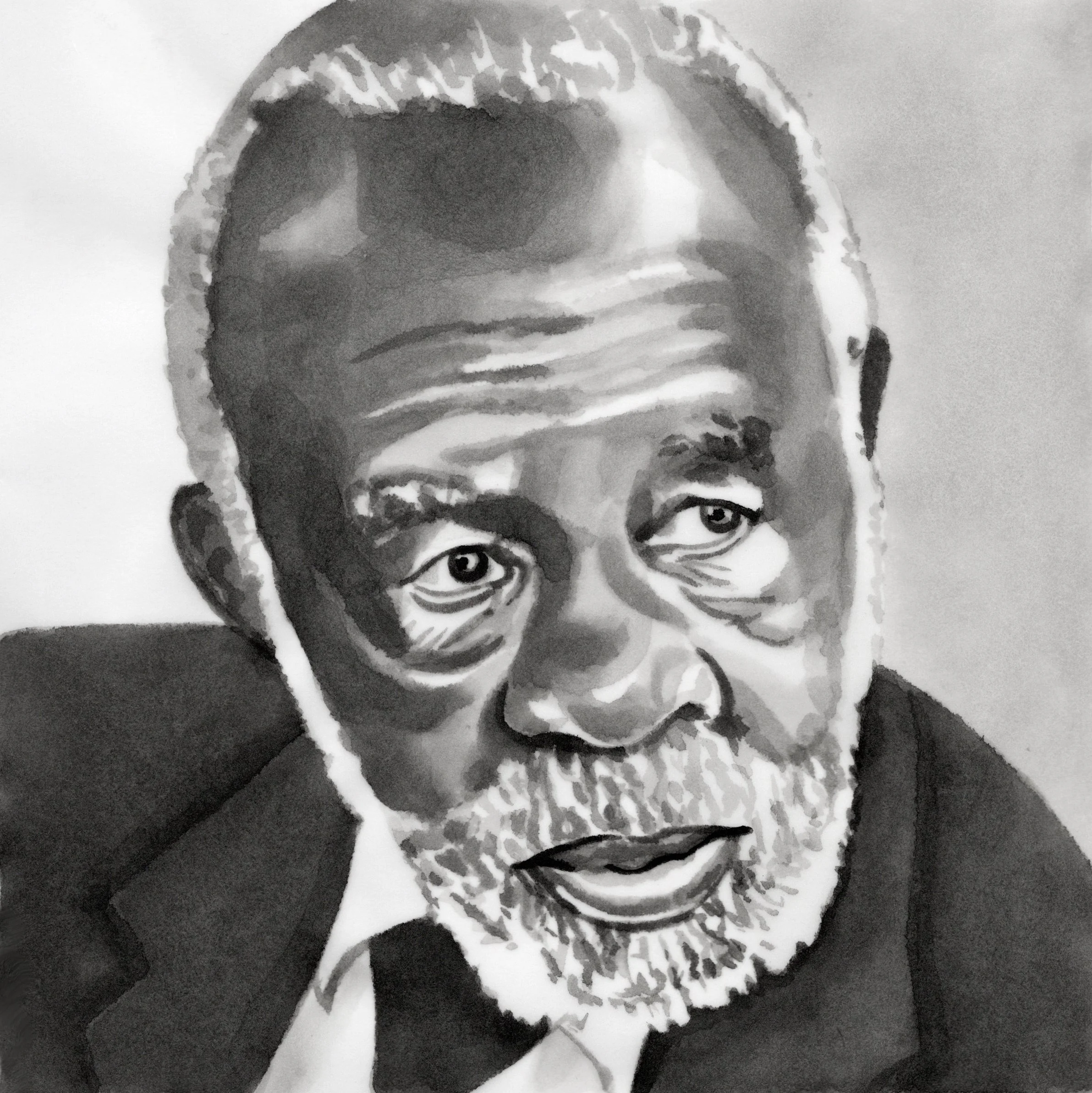 Ted Lumpkin Jr., 100, 2000-2003, black India ink painted onto waxed rice paper, 8” x 8”