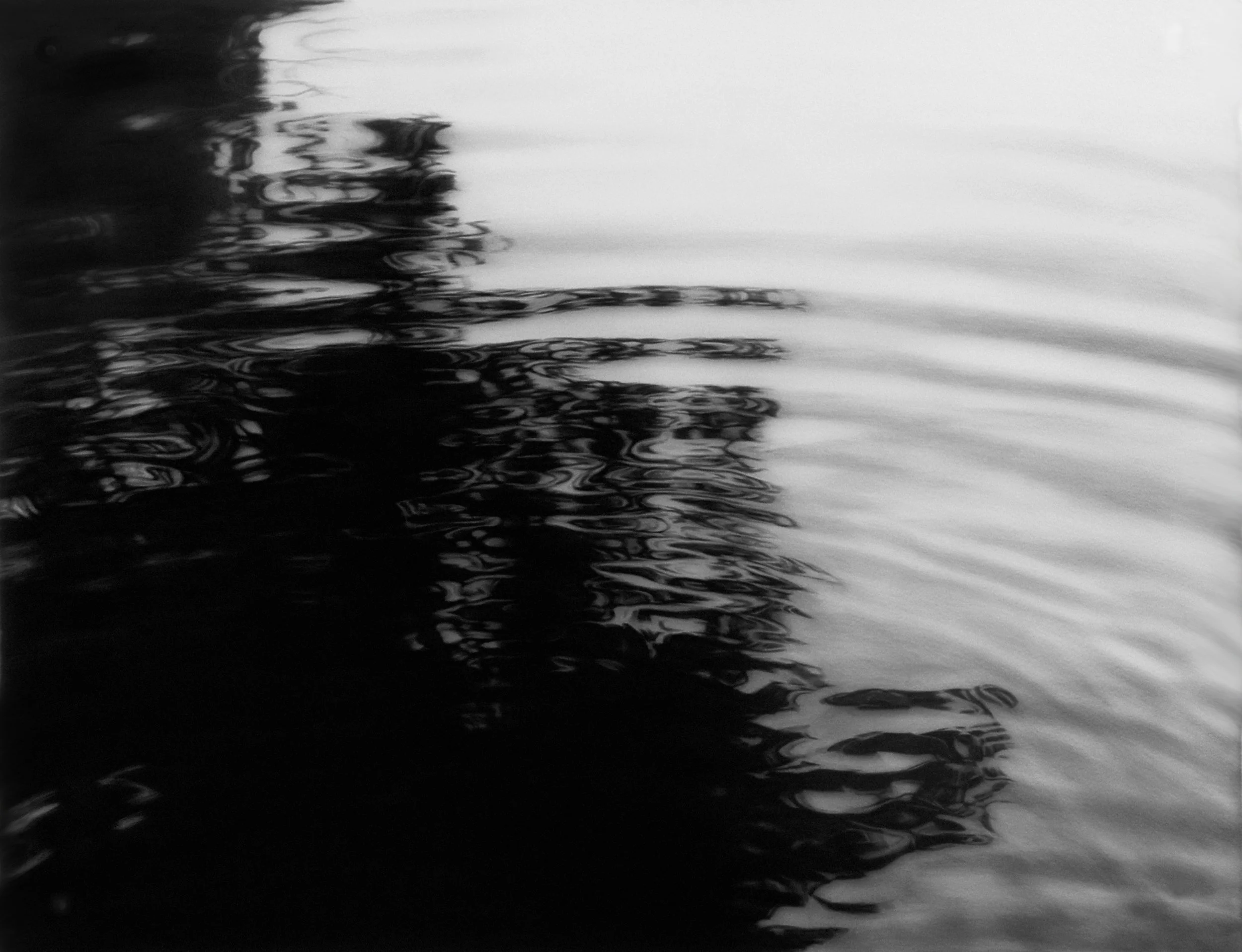 Rippling Surface, 2003, black India ink painted onto sanded plexiglass, 31” x 40”