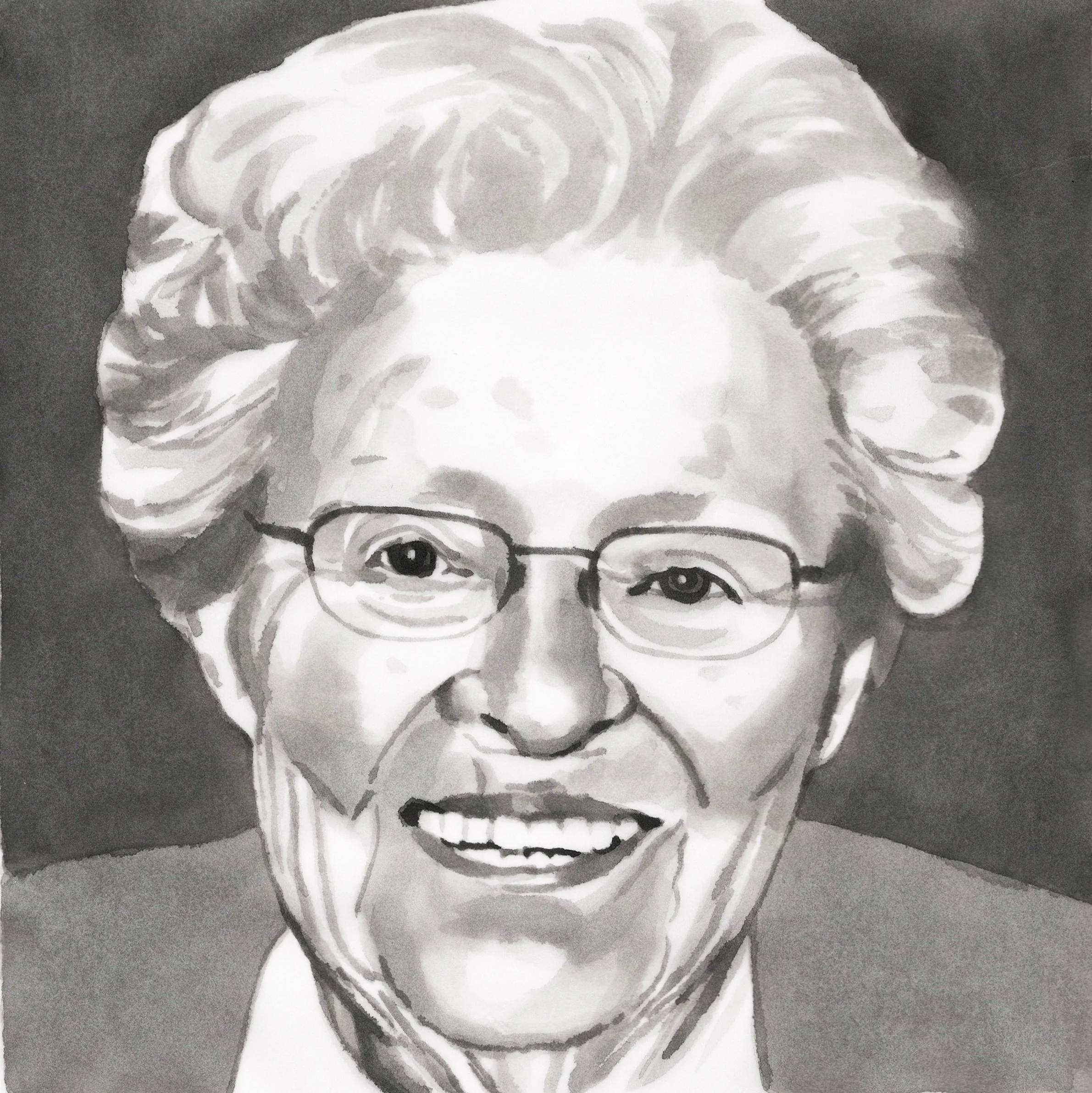  Leota Dooley, 97, 2000-2003, black India ink painted onto waxed rice paper, 8” x 8”