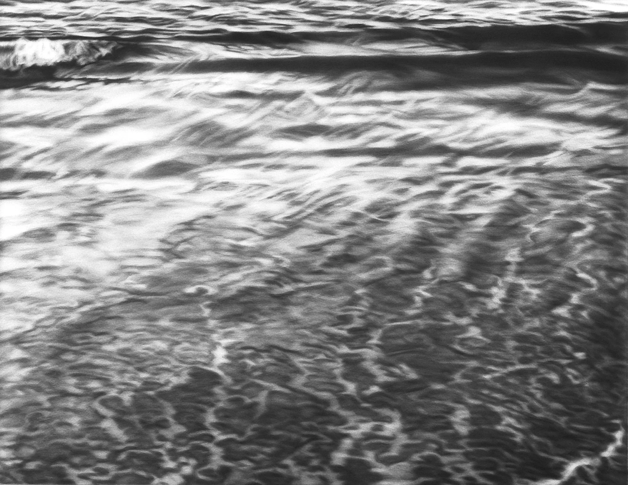 Wave Crosscurrents, 2001, black India ink painted onto sanded plexiglass, 31” x 40”