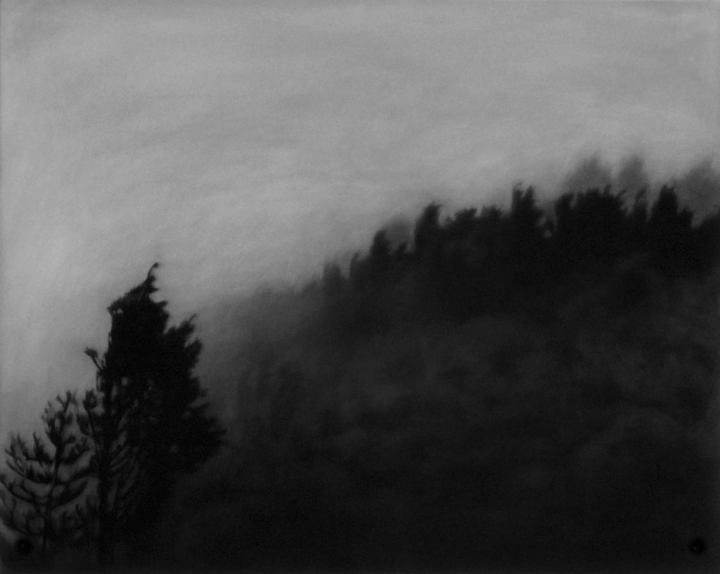 Fog, 2000, black India ink painted onto sanded plexiglass, 39” x 49”