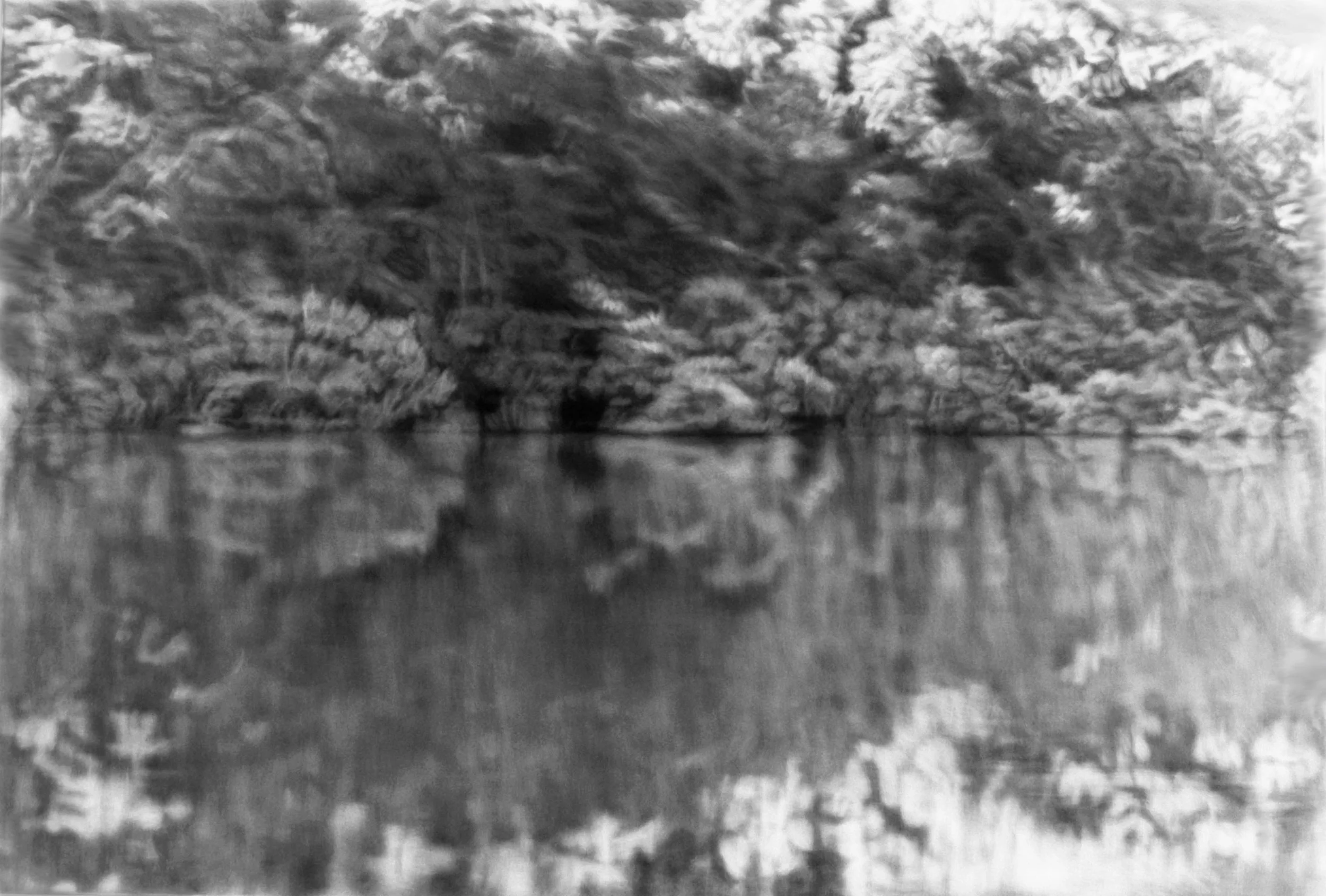 Dark Reflection, 2003, black India ink painted onto sanded plexiglass, 53” x 78”