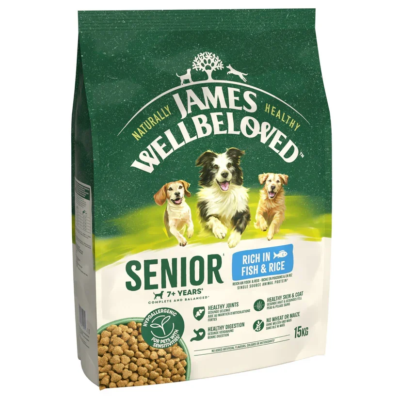 James Wellbeloved Dry Dog Senior Fish & Rice 15kg.webp