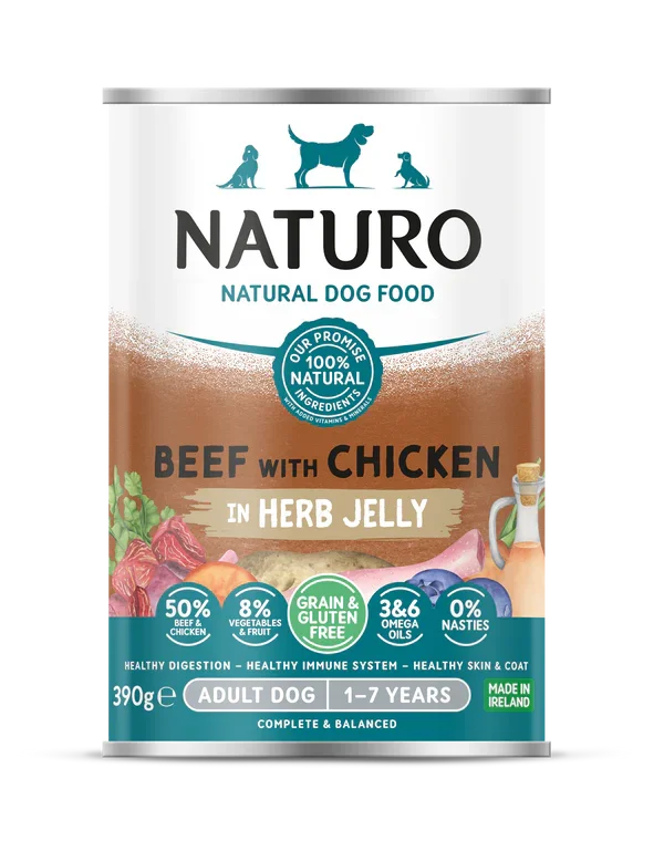 Naturo Adult Beef & Chicken In Jelly Can 390g